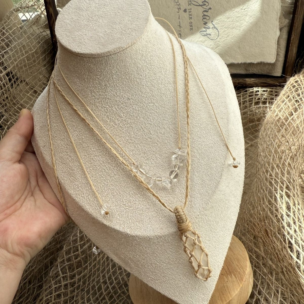 Hand-woven necklace retro versatile crystal necklace