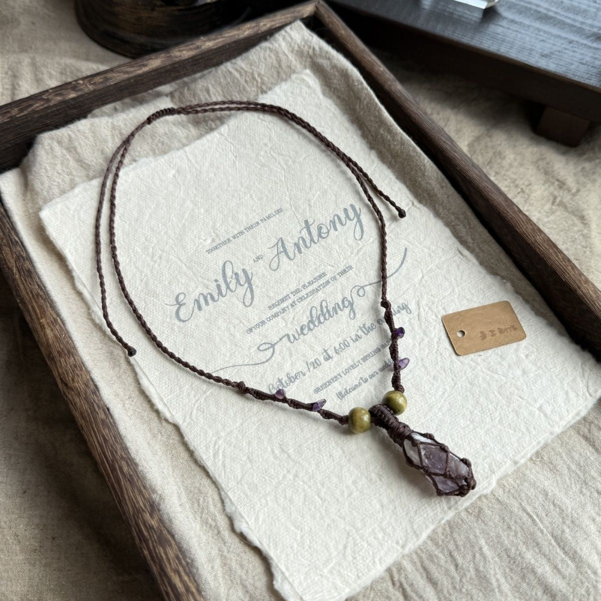 Hand-woven necklace retro versatile crystal necklace