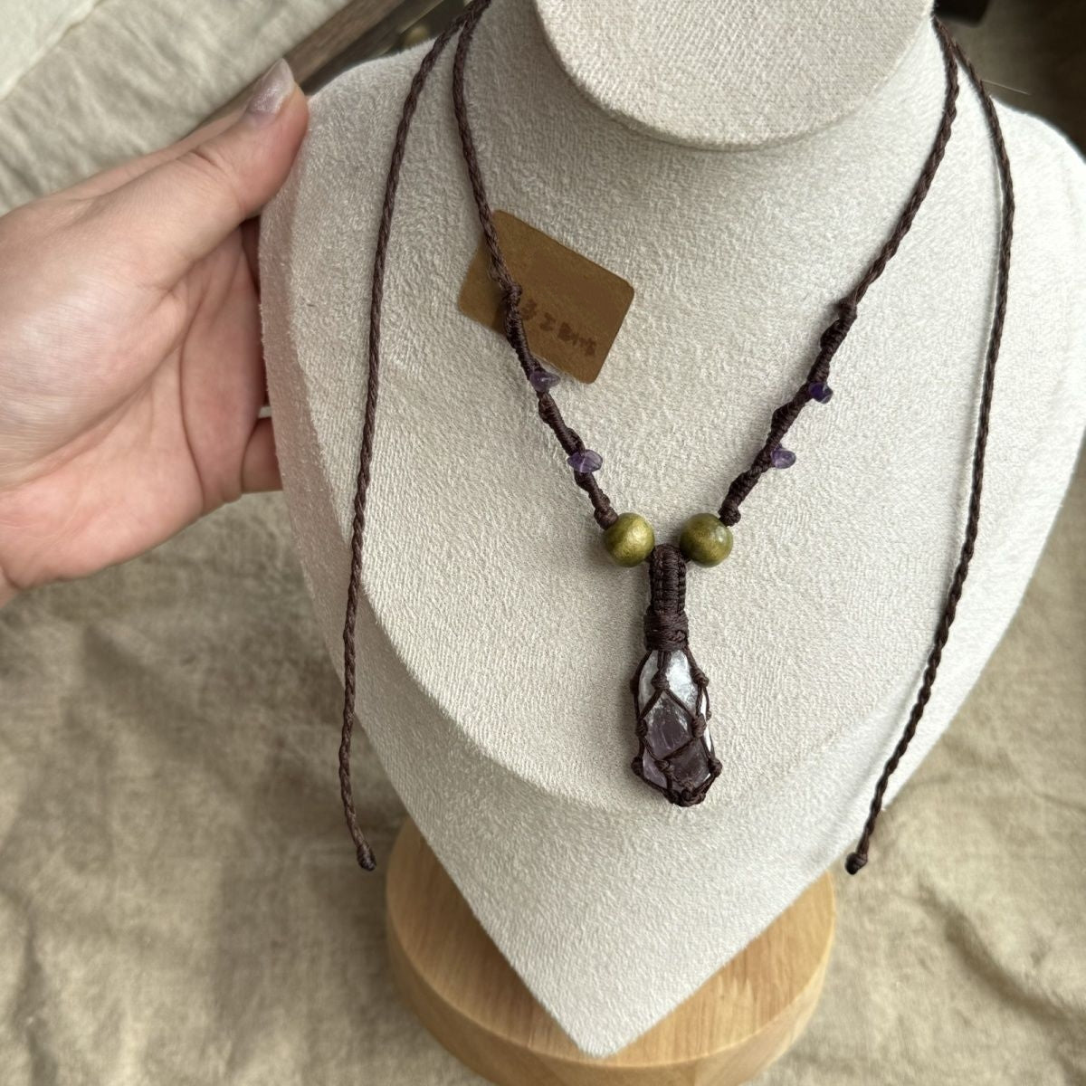 Hand-woven necklace retro versatile crystal necklace