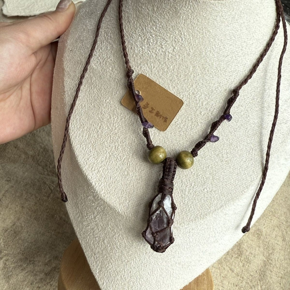 Hand-woven necklace retro versatile crystal necklace
