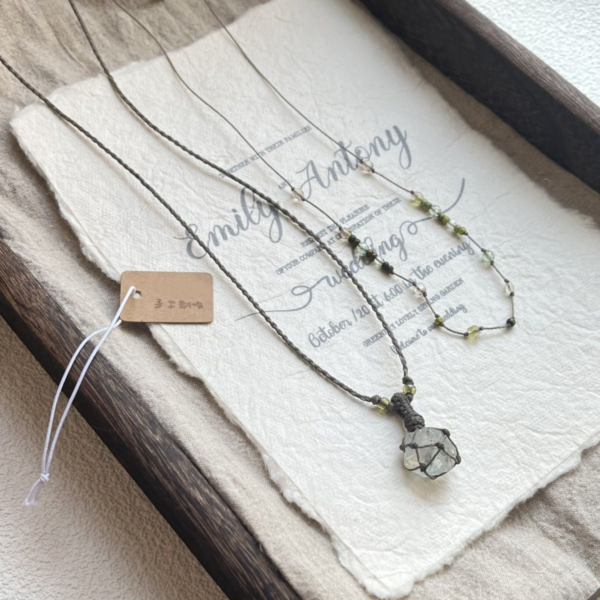 Hand-woven necklace retro versatile crystal necklace