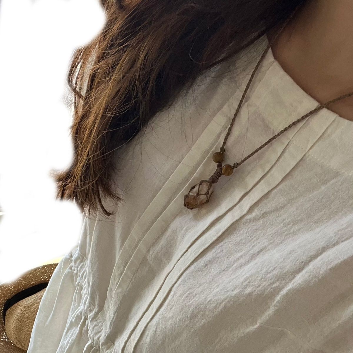 Hand-woven necklace retro versatile crystal necklace