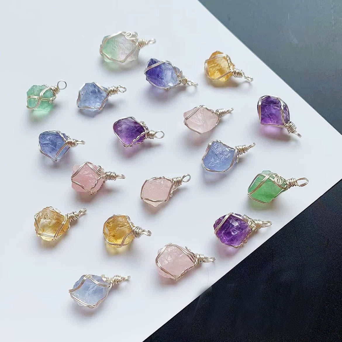Crystal Pendant Necklace - Crystal Pendant Necklace, Adjustable Length, Natural Gemstone Jewelry, Unisex