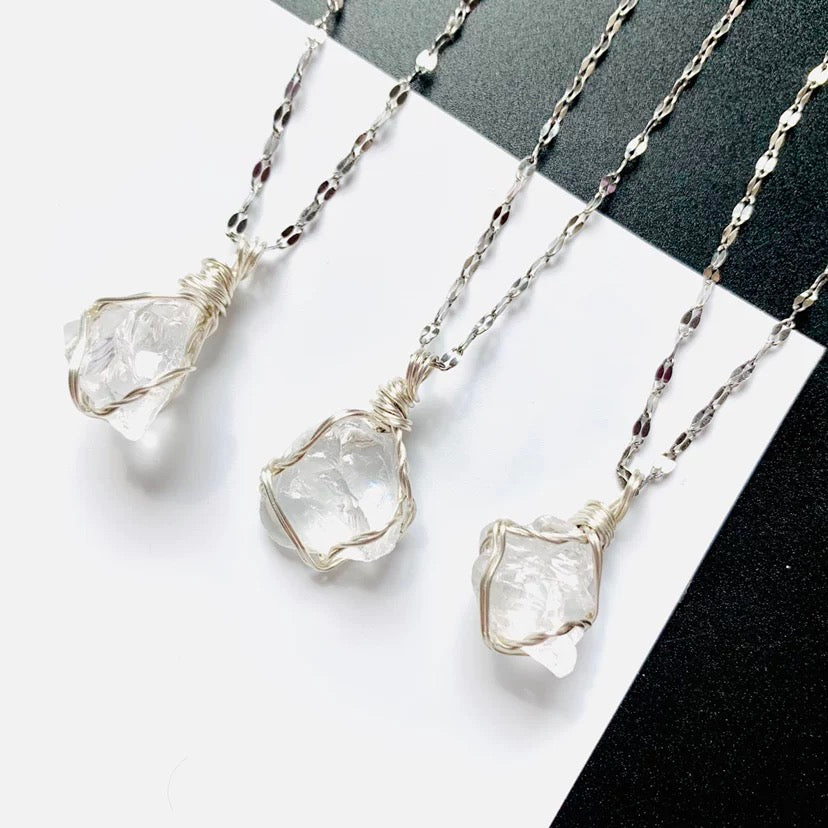 Crystal Pendant Necklace - Crystal Pendant Necklace, Adjustable Length, Natural Gemstone Jewelry, Unisex