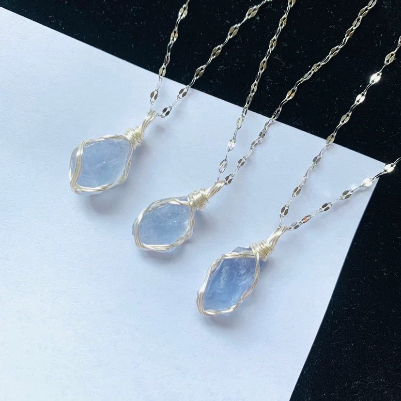 Crystal Pendant Necklace - Crystal Pendant Necklace, Adjustable Length, Natural Gemstone Jewelry, Unisex