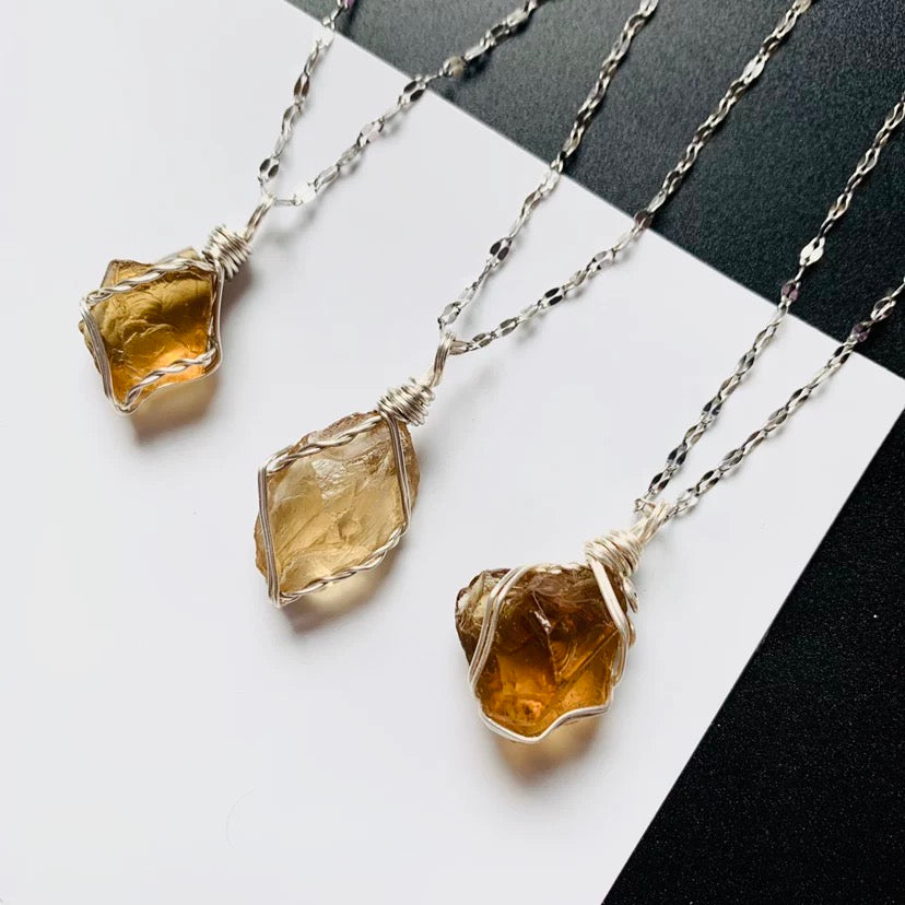Crystal Pendant Necklace - Crystal Pendant Necklace, Adjustable Length, Natural Gemstone Jewelry, Unisex
