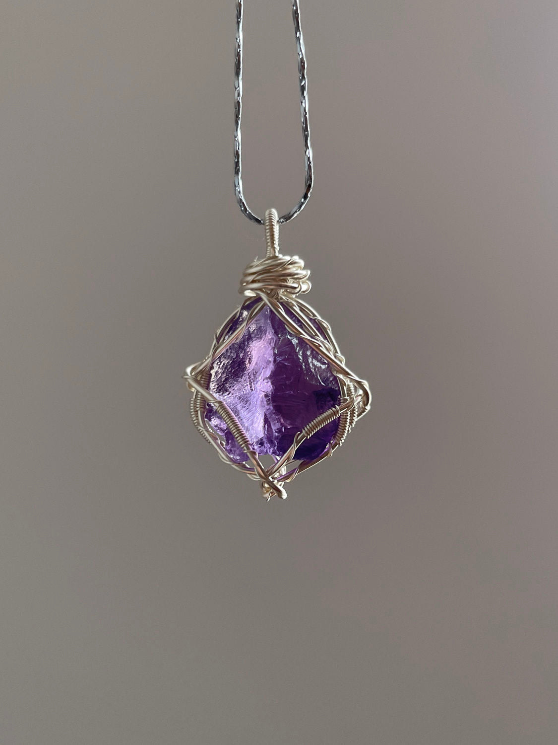 Crystal Pendant Necklace - Crystal Pendant Necklace, Adjustable Length, Natural Gemstone Jewelry, Unisex