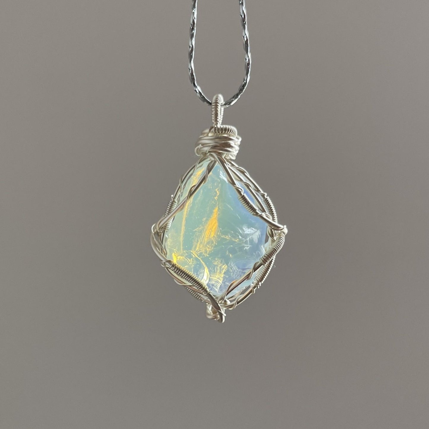 Crystal Pendant Necklace - Crystal Pendant Necklace, Adjustable Length, Natural Gemstone Jewelry, Unisex