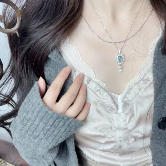 Aquamarine Pearl Necklace Accessories Jewelry
