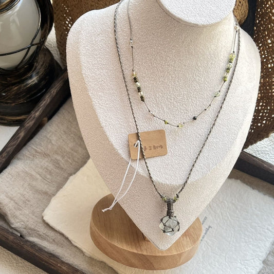 Hand-woven necklace retro versatile crystal necklace