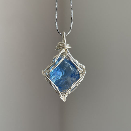 Natural crystal hand-wound necklace pendant