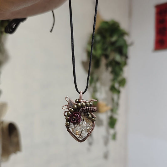 Heart Wrap Natural Crystal Necklace Vintage Holiday Gift