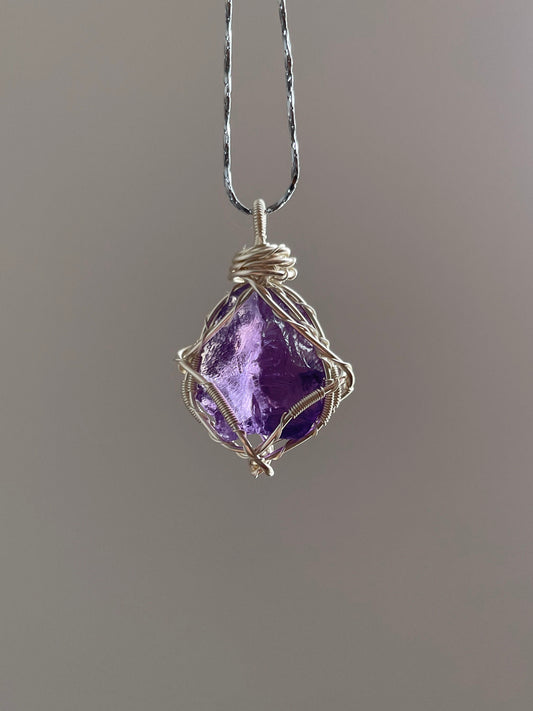 Crystal Pendant Necklace - Crystal Pendant Necklace, Adjustable Length, Natural Gemstone Jewelry, Unisex