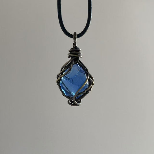 Handmade Wrapped Crystal Pendant Necklace