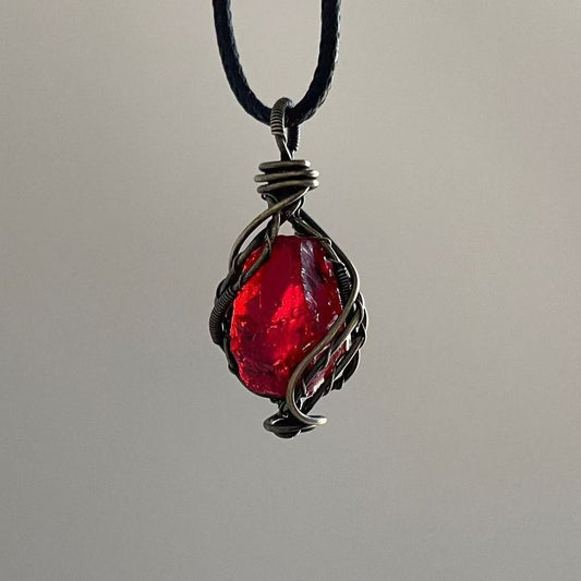 Handmade Wrapped Crystal Pendant Necklace